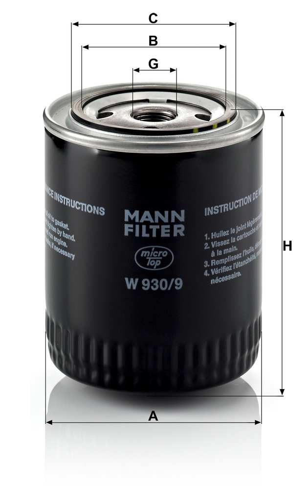 Ilustracja W 930/9 MANN-FILTER filtr oleju