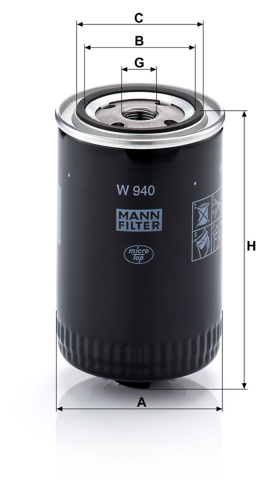 Ilustracja W 940 MANN-FILTER filtr oleju
