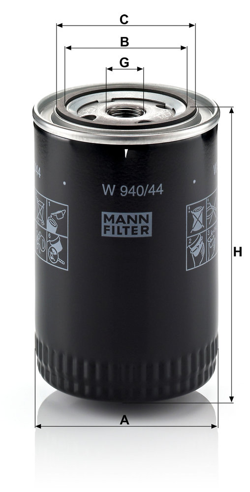 Ilustracja W 940/44 MANN-FILTER filtr oleju