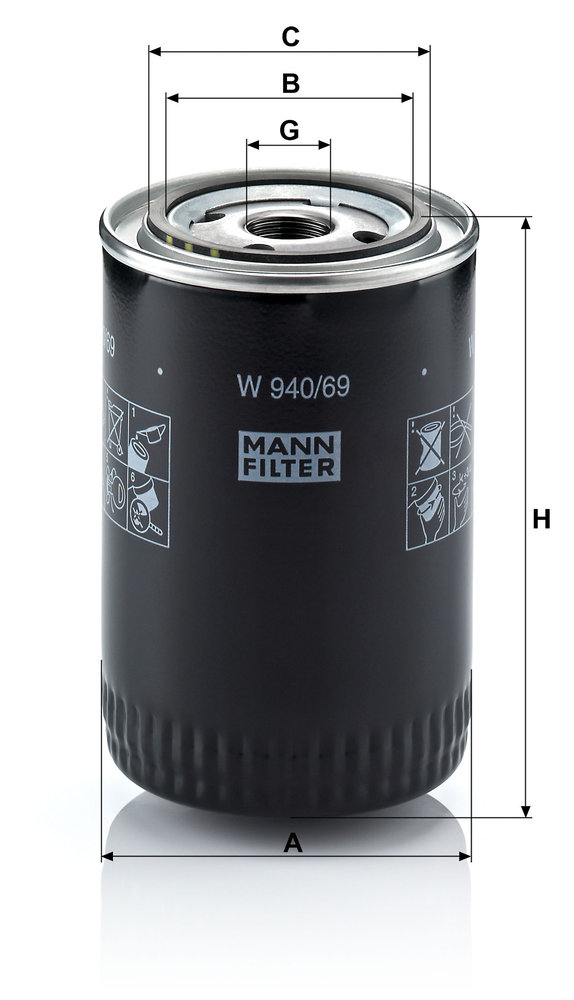 Ilustracja W 940/69 MANN-FILTER filtr oleju