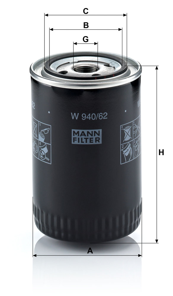 Ilustracja W 940/62 MANN-FILTER filtr oleju
