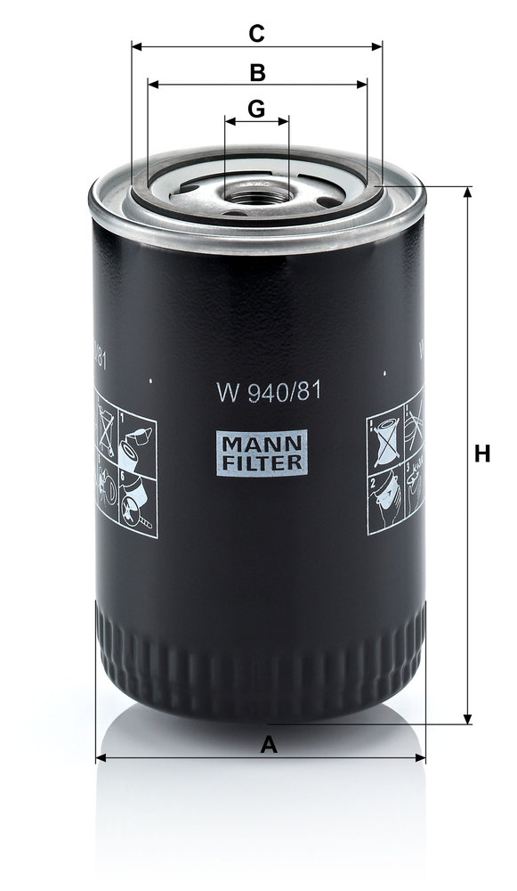 Ilustracja W 940/81 MANN-FILTER filtr oleju
