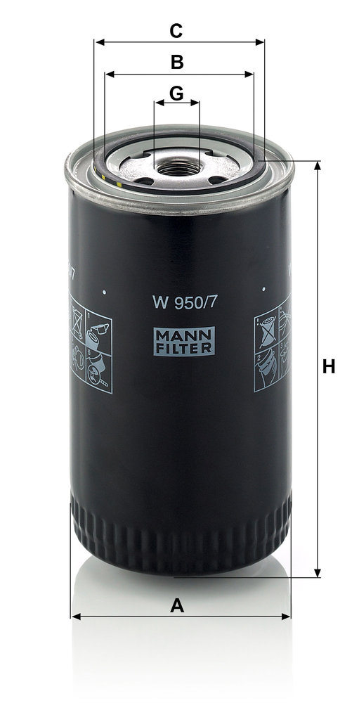 Ilustracja W 950/7 MANN-FILTER filtr oleju