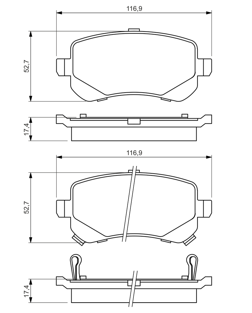 Ilustracja 0 986 494 496 BOSCH klocki hamulcowe