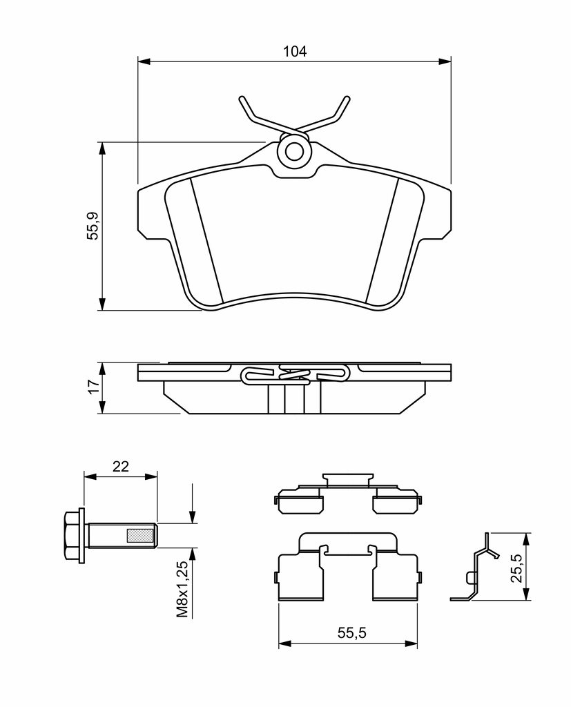 Ilustracja 0 986 494 640 BOSCH klocki hamulcowe