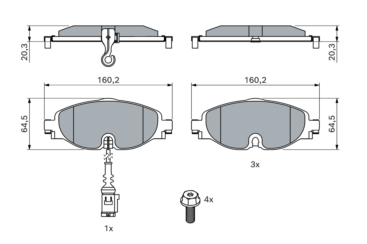 Ilustracja 0 986 494 660 BOSCH klocki hamulcowe