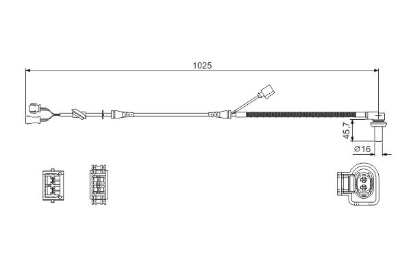 Ilustracja 0 986 594 002 BOSCH czujnik, prędkość obrotowa koła