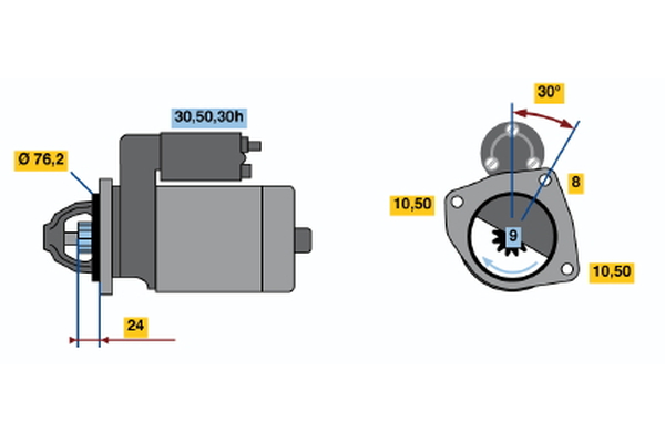 Ilustracja 0 986 014 900 BOSCH rozrusznik