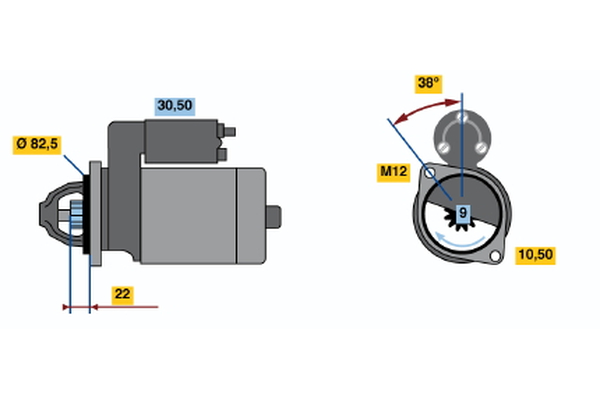 Ilustracja 0 986 016 890 BOSCH rozrusznik