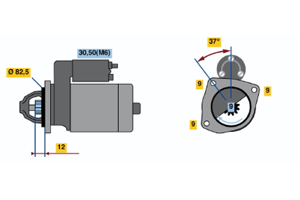 Ilustracja 0 986 018 450 BOSCH rozrusznik