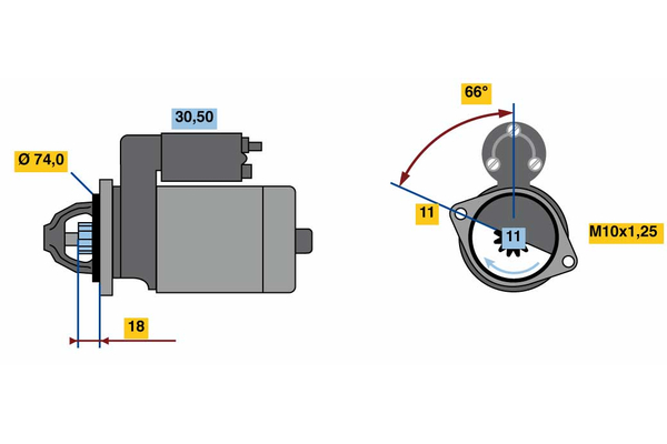 Ilustracja 0 986 018 480 BOSCH rozrusznik