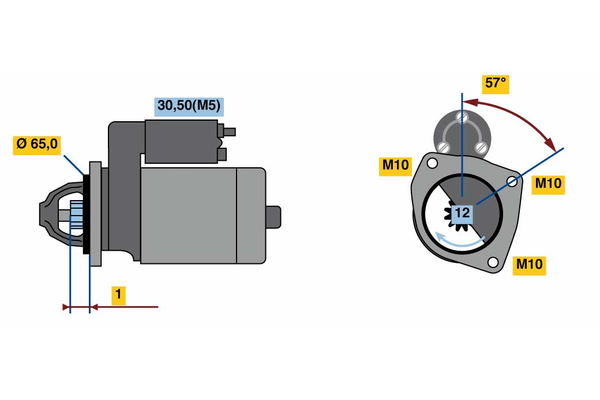 Ilustracja 0 986 022 910 BOSCH rozrusznik