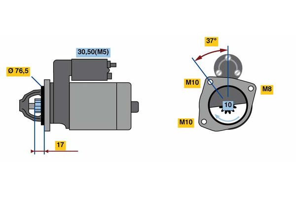 Ilustracja 0 986 023 530 BOSCH rozrusznik
