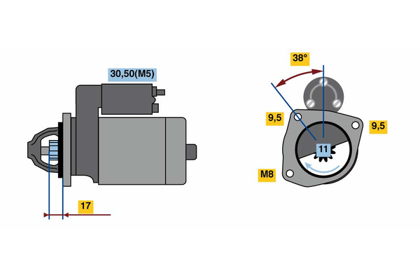 Ilustracja 0 986 023 580 BOSCH rozrusznik