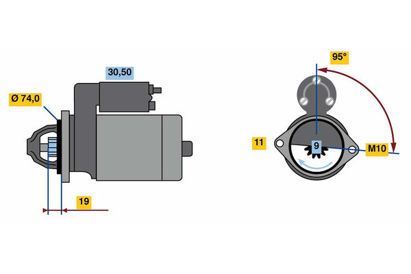 Ilustracja 0 986 023 260 BOSCH rozrusznik