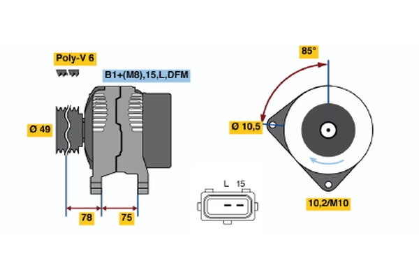 Ilustracja 0 986 041 810 BOSCH alternator