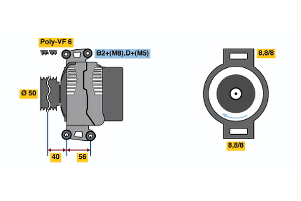 Ilustracja 0 986 043 660 BOSCH alternator