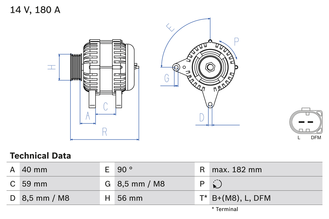 Ilustracja 0 986 045 340 BOSCH alternator