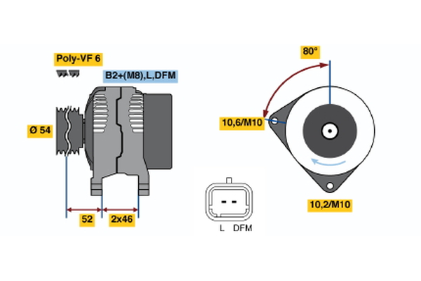 Ilustracja 0 986 046 240 BOSCH alternator