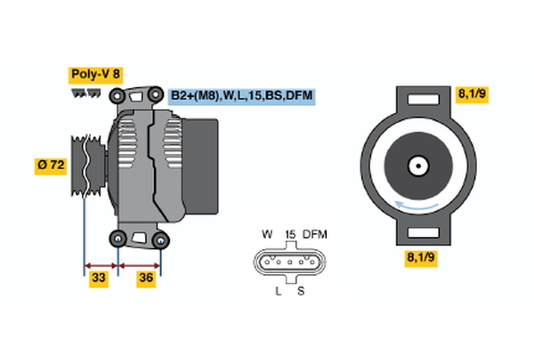 Ilustracja 0 986 047 820 BOSCH alternator
