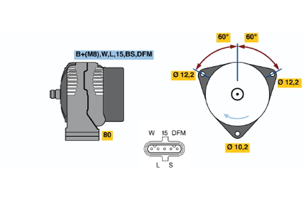 Ilustracja 0 986 048 110 BOSCH alternator