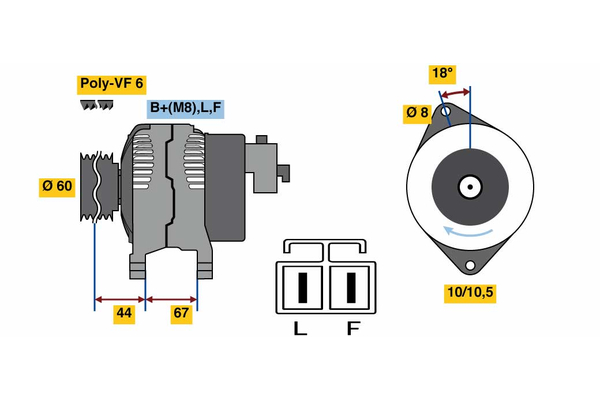 Ilustracja 0 986 048 320 BOSCH alternator