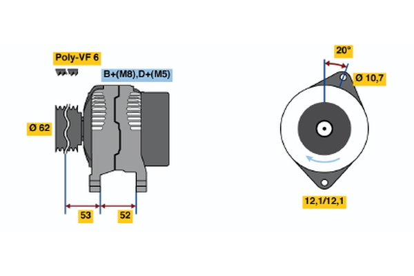 Ilustracja 0 986 049 231 BOSCH alternator