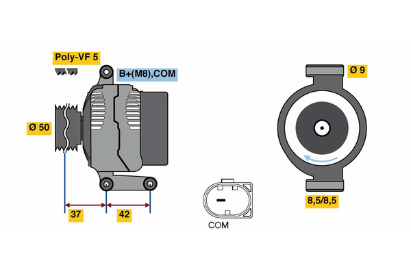Ilustracja 0 986 080 040 BOSCH alternator