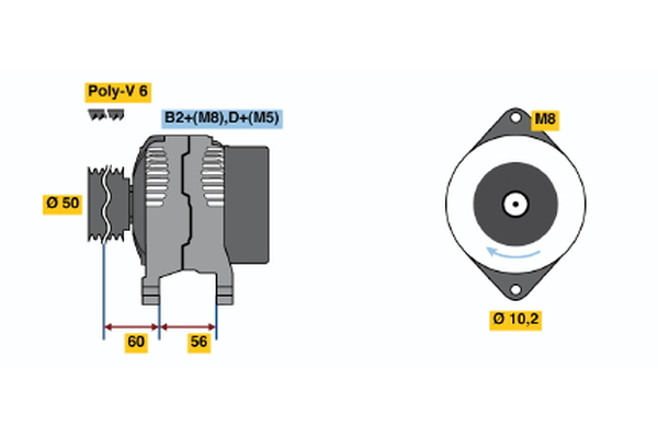 Ilustracja 0 124 515 086 BOSCH alternator