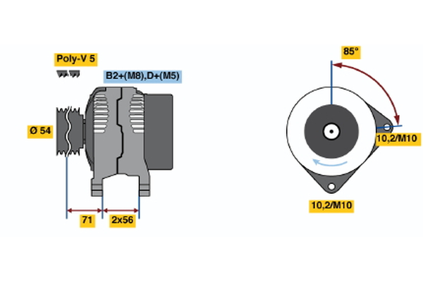 Ilustracja 0 124 425 005 BOSCH alternator