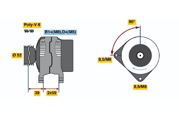 Ilustracja 0 124 515 087 BOSCH alternator