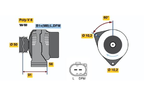 Ilustracja 0 124 515 130 BOSCH alternator