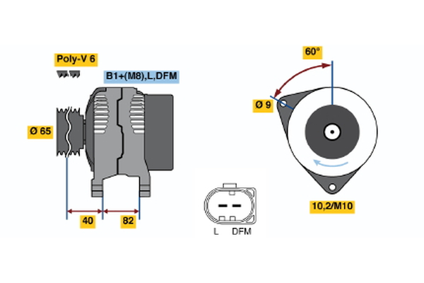 Ilustracja 0 124 615 007 BOSCH alternator