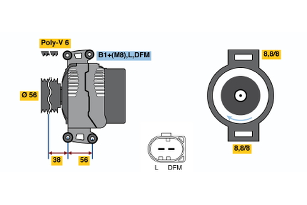 Ilustracja 0 124 525 088 BOSCH alternator