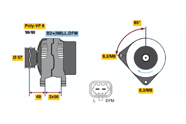 Ilustracja 0 124 525 097 BOSCH alternator