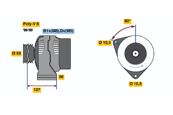 Ilustracja 0 124 525 143 BOSCH alternator