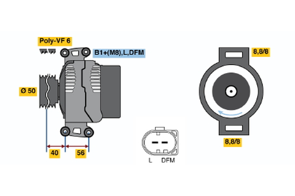 Ilustracja 0 124 625 006 BOSCH alternator