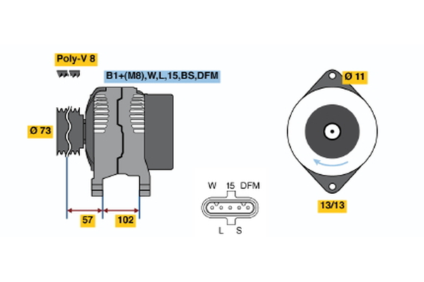 Ilustracja 0 124 655 019 BOSCH alternator