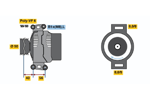 Ilustracja 0 124 325 093 BOSCH alternator