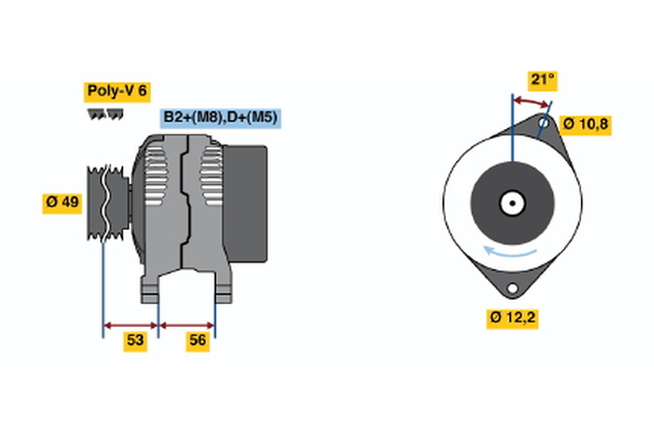 Ilustracja 0 124 325 060 BOSCH alternator