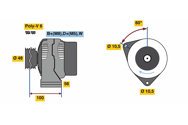 Ilustracja 0 124 325 226 BOSCH alternator