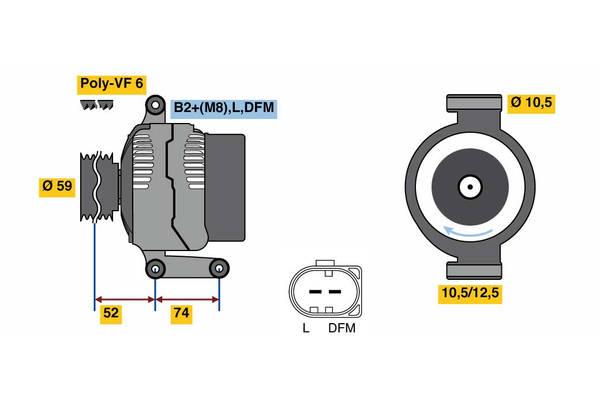 Ilustracja 0 125 711 059 BOSCH alternator