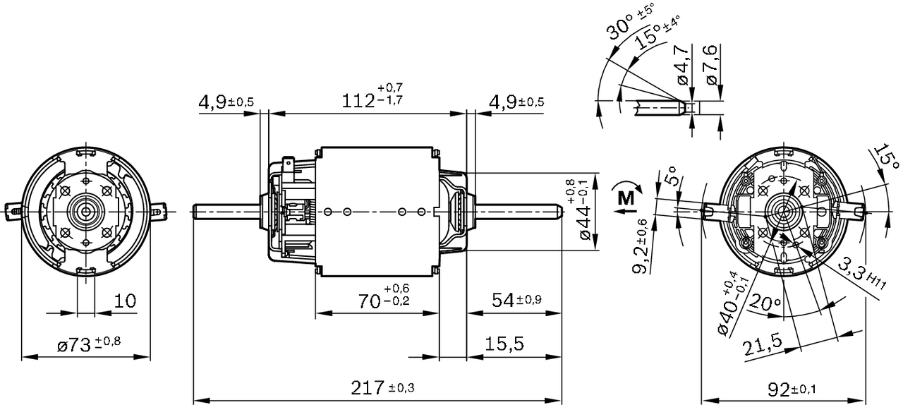 Ilustracja 0 130 101 516 BOSCH silnik elektryczny, dmuchawa wnętrza