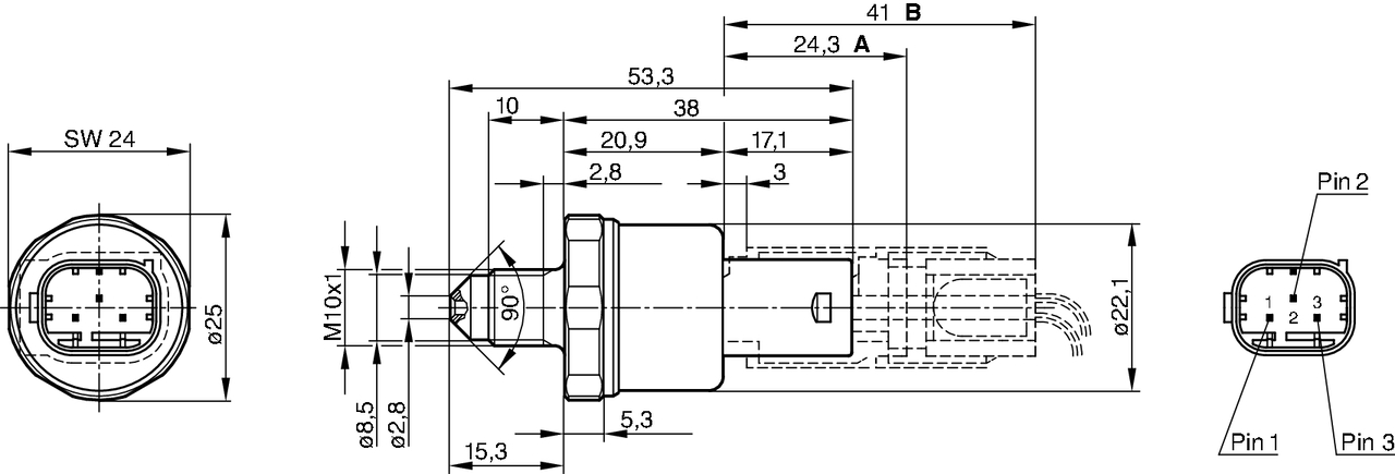 Ilustracja 0 265 005 303 BOSCH przełącznik ciśnieniowy, hydraulika hamulcowa
