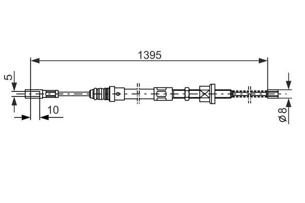 Ilustracja 1 987 477 485 BOSCH linka hamulca ręcznego