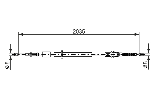 Ilustracja 1 987 477 598 BOSCH linka hamulca ręcznego