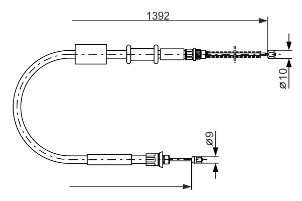 Ilustracja 1 987 477 656 BOSCH linka hamulca ręcznego