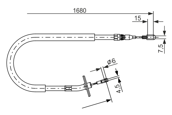 Ilustracja 1 987 477 702 BOSCH linka hamulca ręcznego
