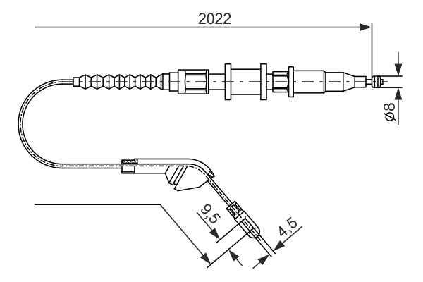 Ilustracja 1 987 477 143 BOSCH linka hamulca ręcznego