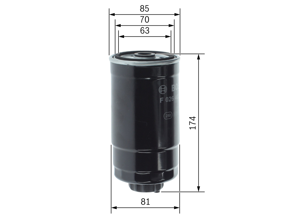 Ilustracja F 026 402 048 BOSCH filtr paliwa